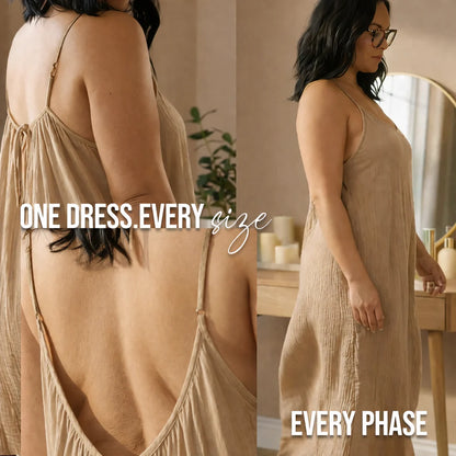 ELARA: The Aura Glide Backless adjustable Maxi Dress