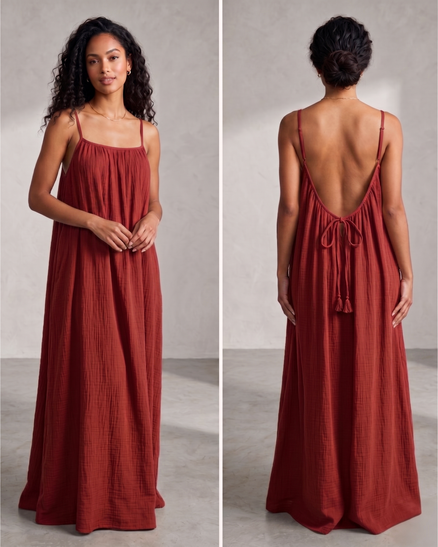 ELARA: The Aura Glide Backless adjustable Maxi Dress