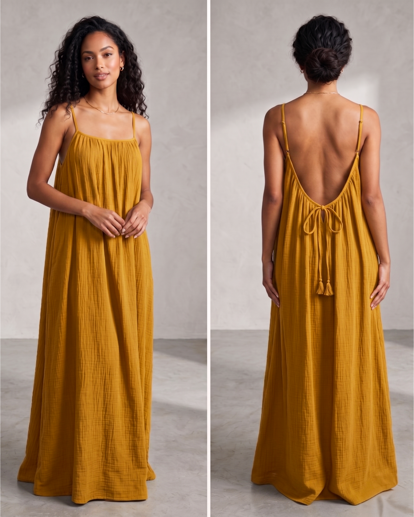 ELARA: The Aura Glide Backless adjustable Maxi Dress